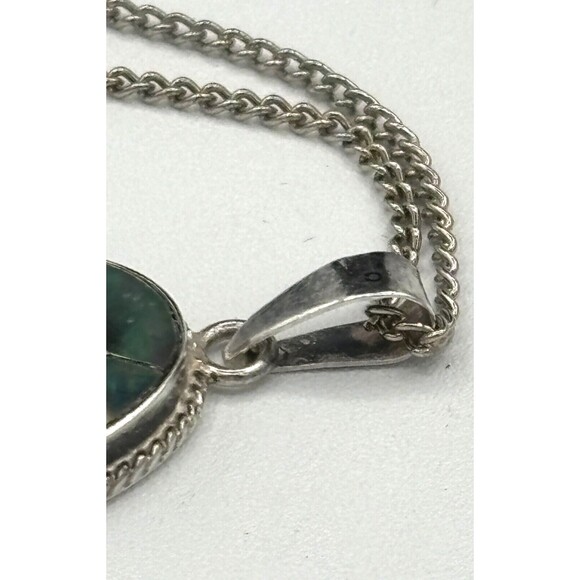 MidCentury Mexico Taxco Sterling Silver 925 Hemp & Abalone Pendant w/metal Chain - Picture 10 of 11